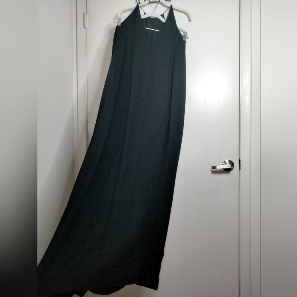 The Row (Size 8) Elegant Black Silk Lining Sleeveless Back Split Hem Maxi Dress